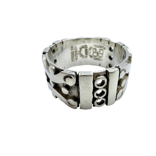 Los Ballesteros Taxco, Mexico. Vintage Mid-century Sterling Silver Band Ring. Size 11