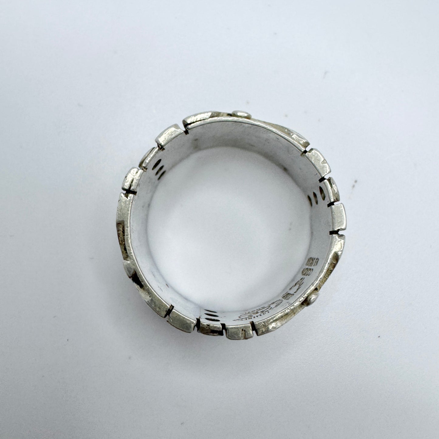 Los Ballesteros Taxco, Mexico. Vintage Mid-century Sterling Silver Band Ring. Size 11