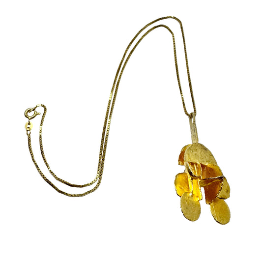 Häggbom-Erhardt, Sweden 1977. Vintage Gold Gilt Solid Silver Modernist Pendant Necklace.