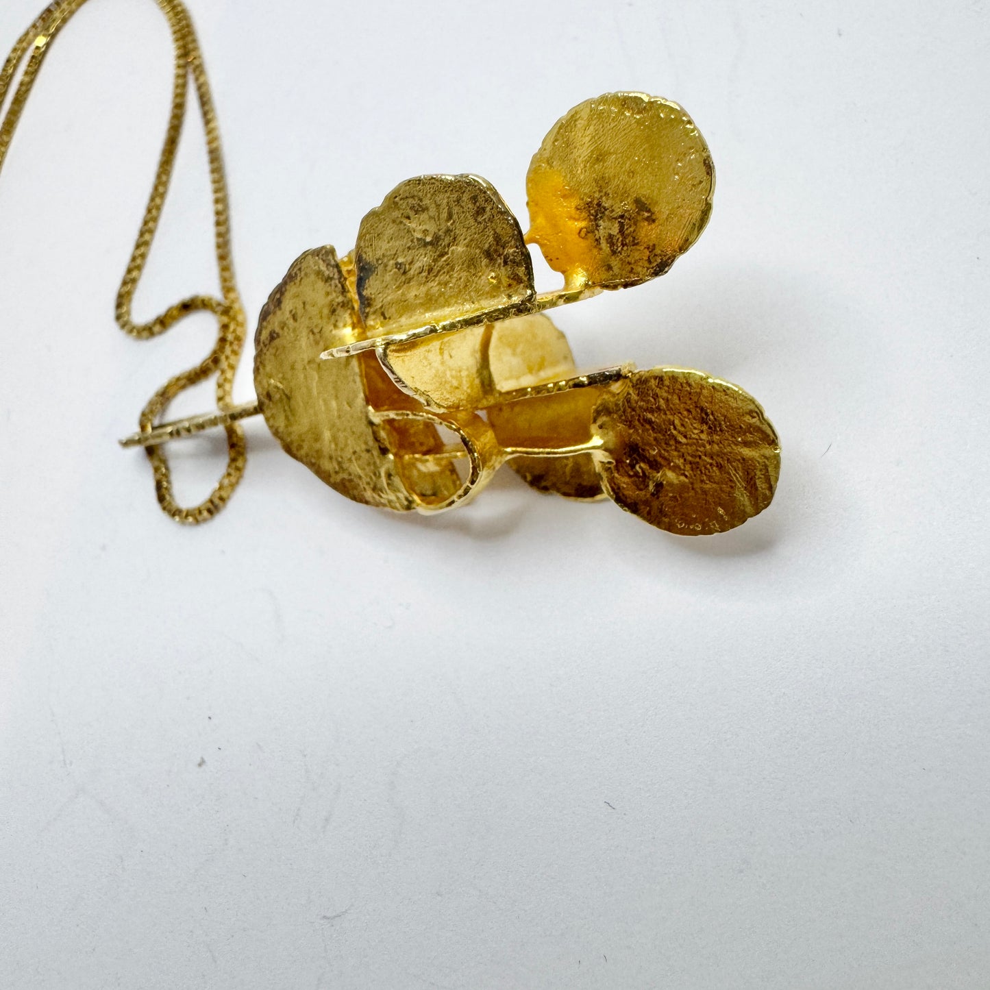 Häggbom-Erhardt, Sweden 1977. Vintage Gold Gilt Solid Silver Modernist Pendant Necklace.