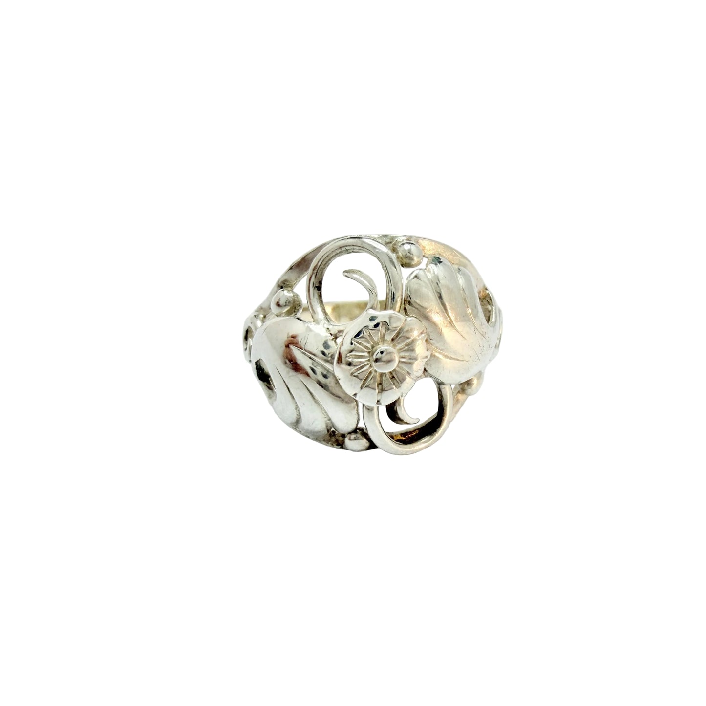 Christian Fogh, Denmark 1950s. Solid Silver Flower Ring.