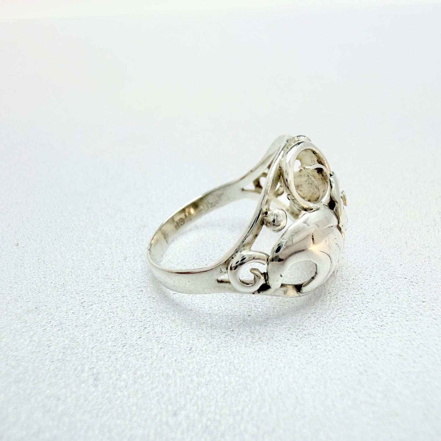 Christian Fogh, Denmark 1950s. Solid Silver Flower Ring.