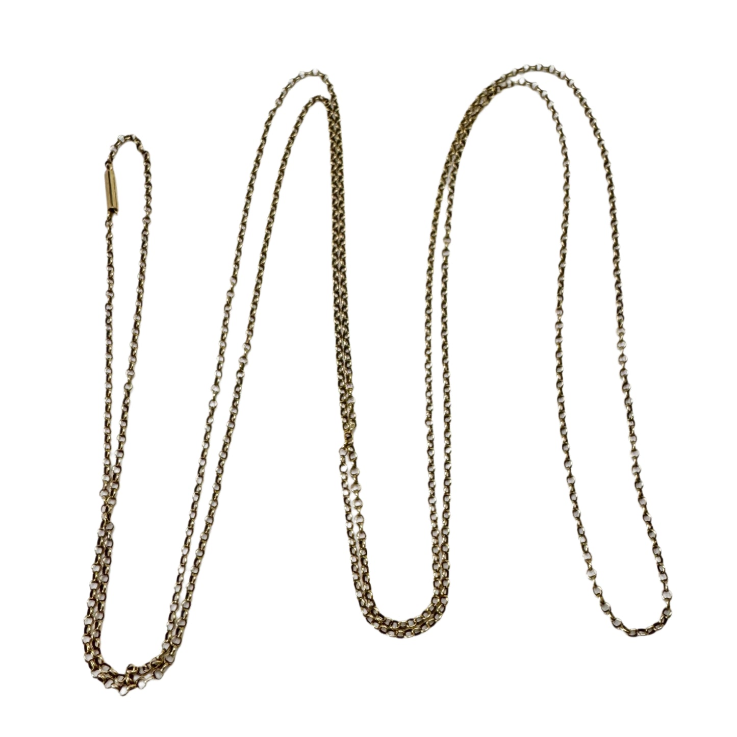 Öberg, Sweden year 1899. Antique 18k Gold 63 inch Longuard Chain Necklace.