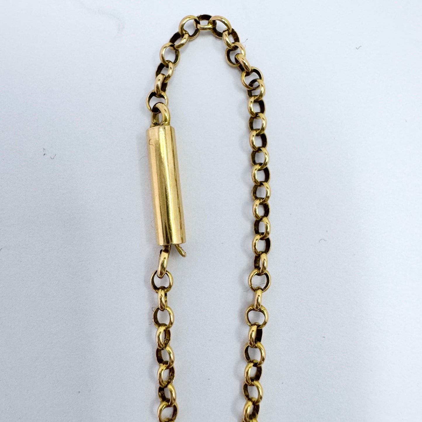 Öberg, Sweden year 1899. Antique 18k Gold 63 inch Longuard Chain Necklace.