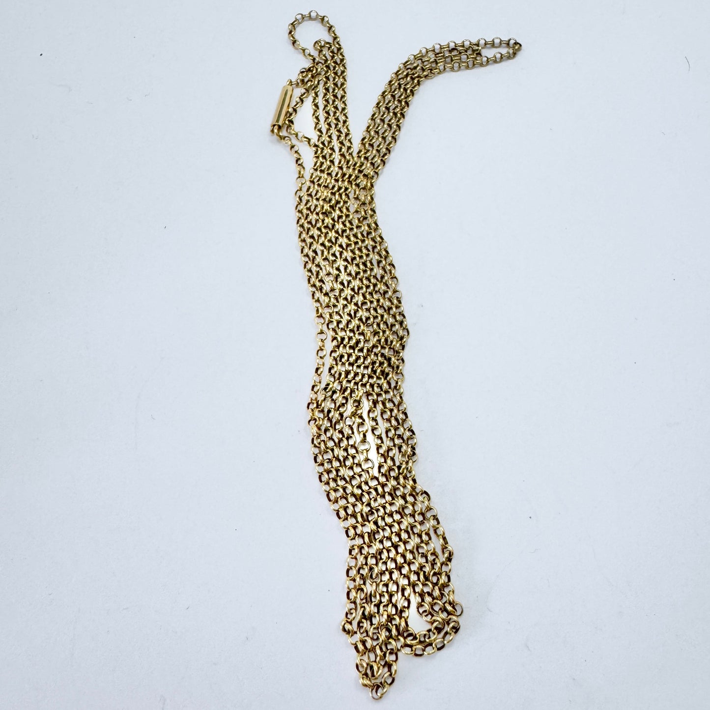 Öberg, Sweden year 1899. Antique 18k Gold 63 inch Longuard Chain Necklace.