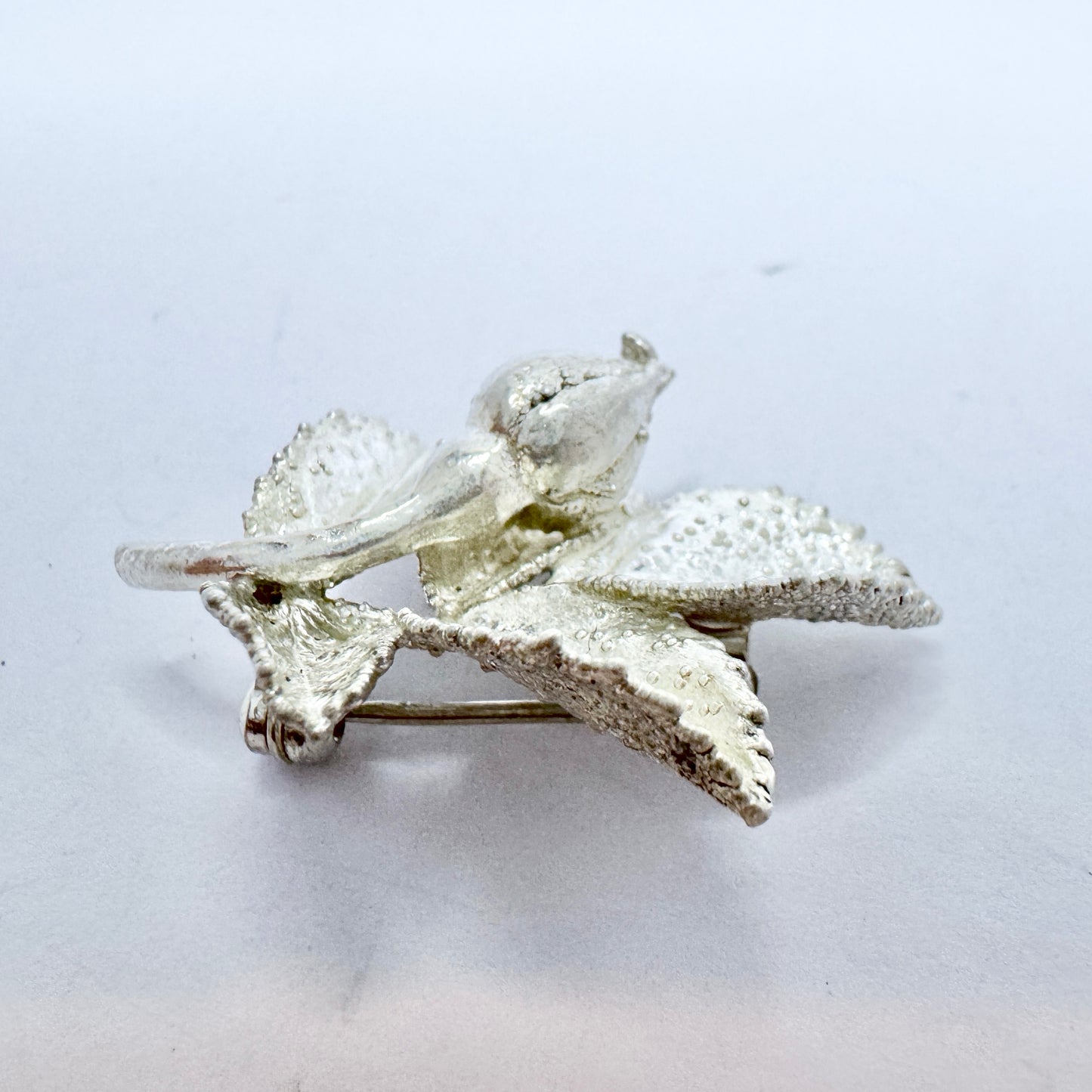 Flora Danica, Denmark. Vintage Sterling Silver Brooch.