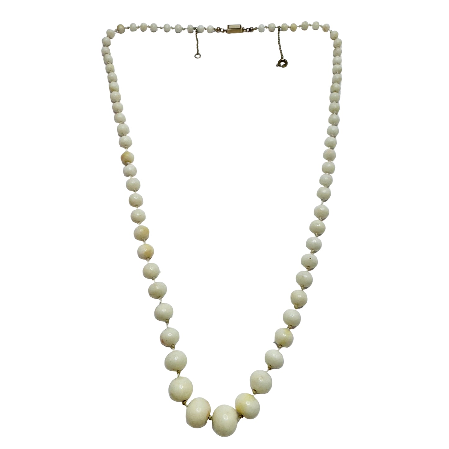 CF Hultbom, Sweden 1838. Antique 18k Gold Angel Skin Coral Necklace.