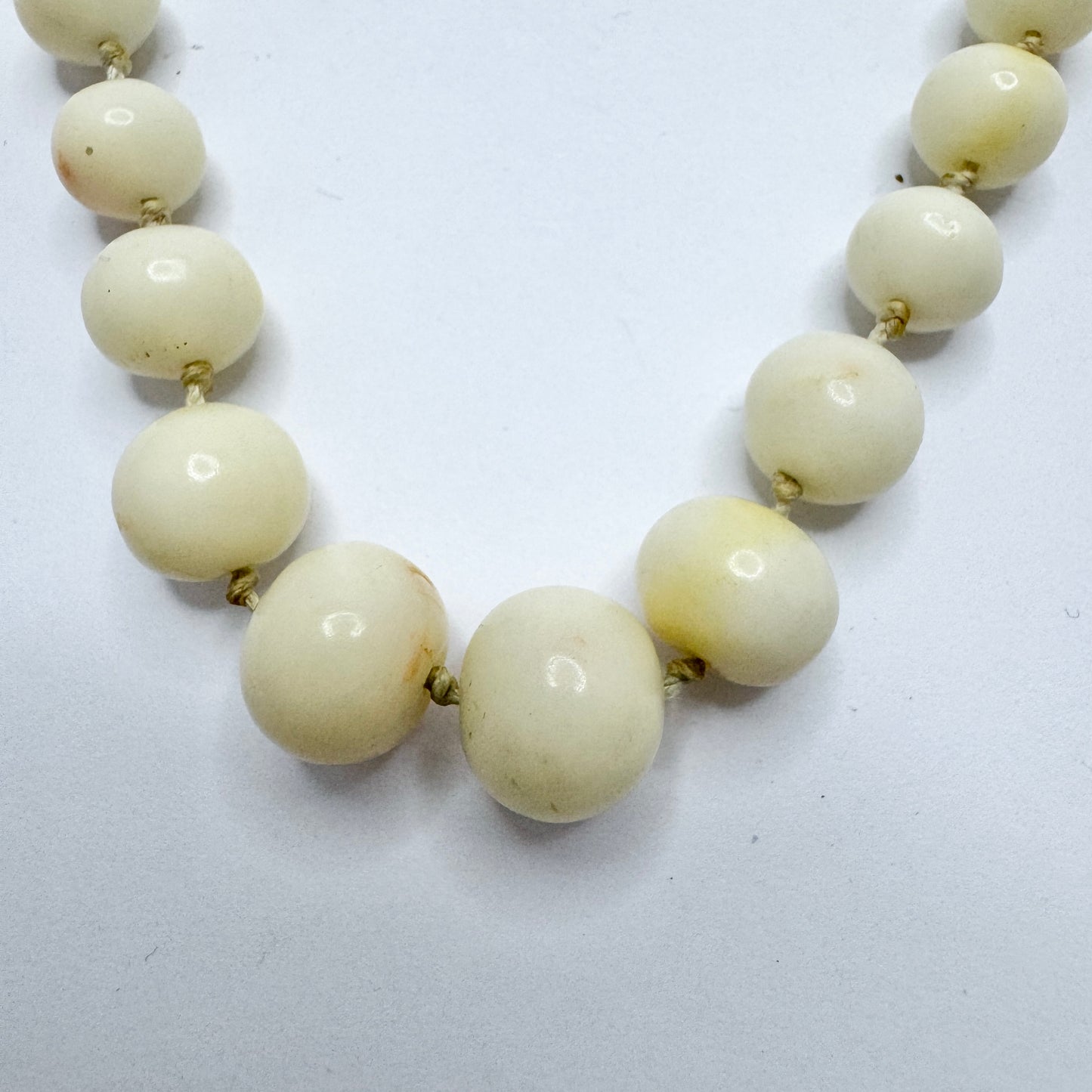 CF Hultbom, Sweden 1838. Antique 18k Gold Angel Skin Coral Necklace.