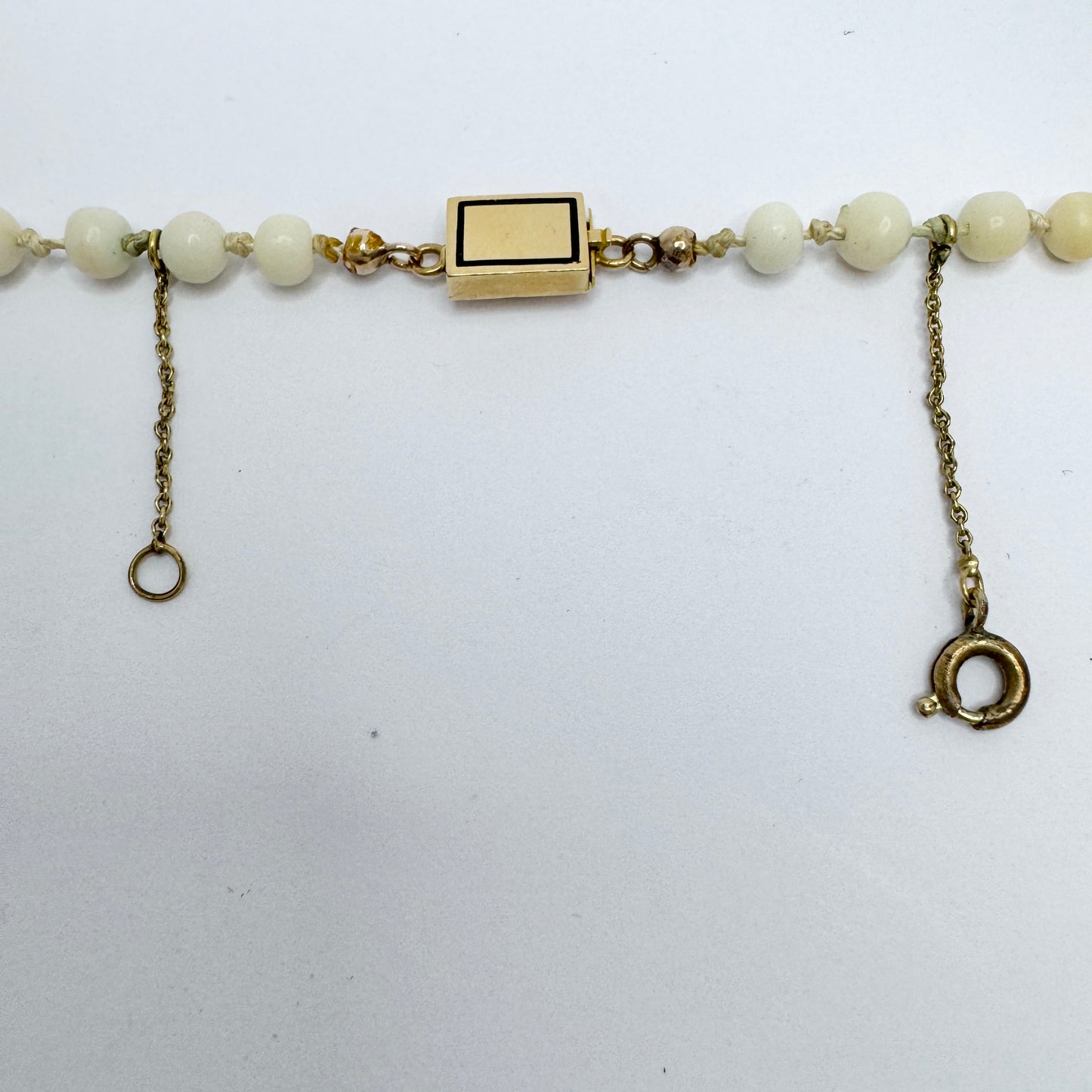 CF Hultbom, Sweden 1838. Antique 18k Gold Angel Skin Coral Necklace.