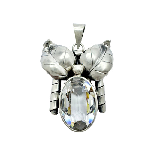 Arvo Saarela, Sweden 1952. Vintage Solid Silver Rock Crystal Pendant.