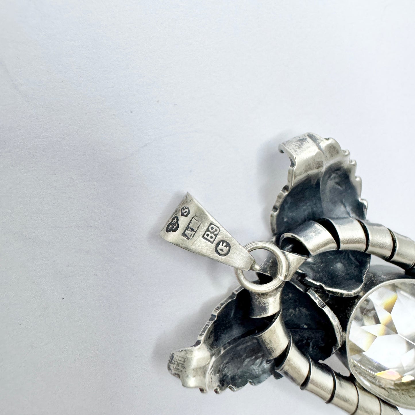 Arvo Saarela, Sweden 1952. Vintage Solid Silver Rock Crystal Pendant.