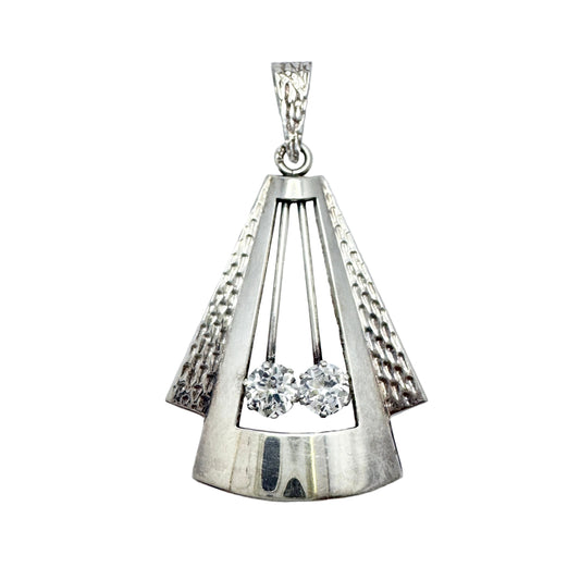 Salovaara, Finland. Vintage ca 1970s Sterling Silver Rock Crystal Pendant.