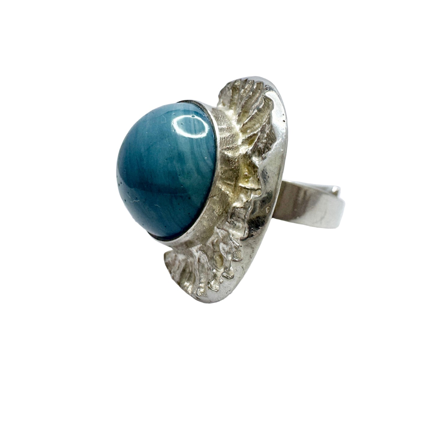 Sävsjö Guldsmed, Sweden ca 1970s. Vintage Sterling Silver Bergslagen-stone Adjustable Size Ring.