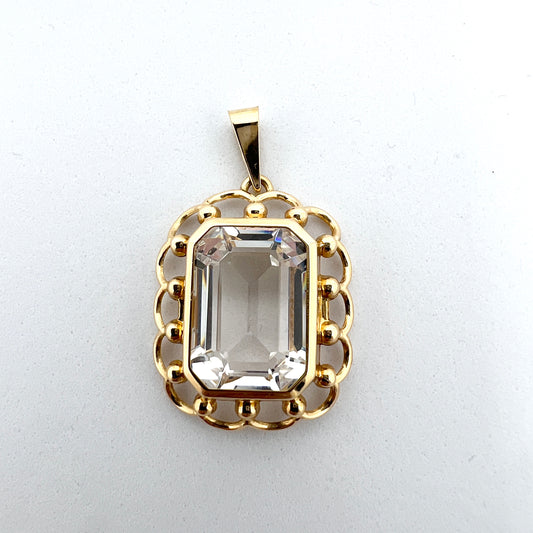 Sweden 1950-60s. Vintage 18k Gold Quartz Pendant.