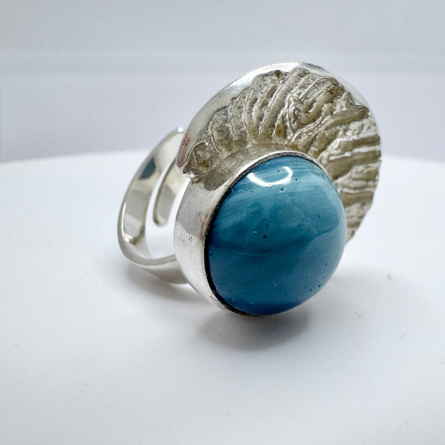 Sävsjö Guldsmed, Sweden ca 1970s. Vintage Sterling Silver Bergslagen-stone Adjustable Size Ring.