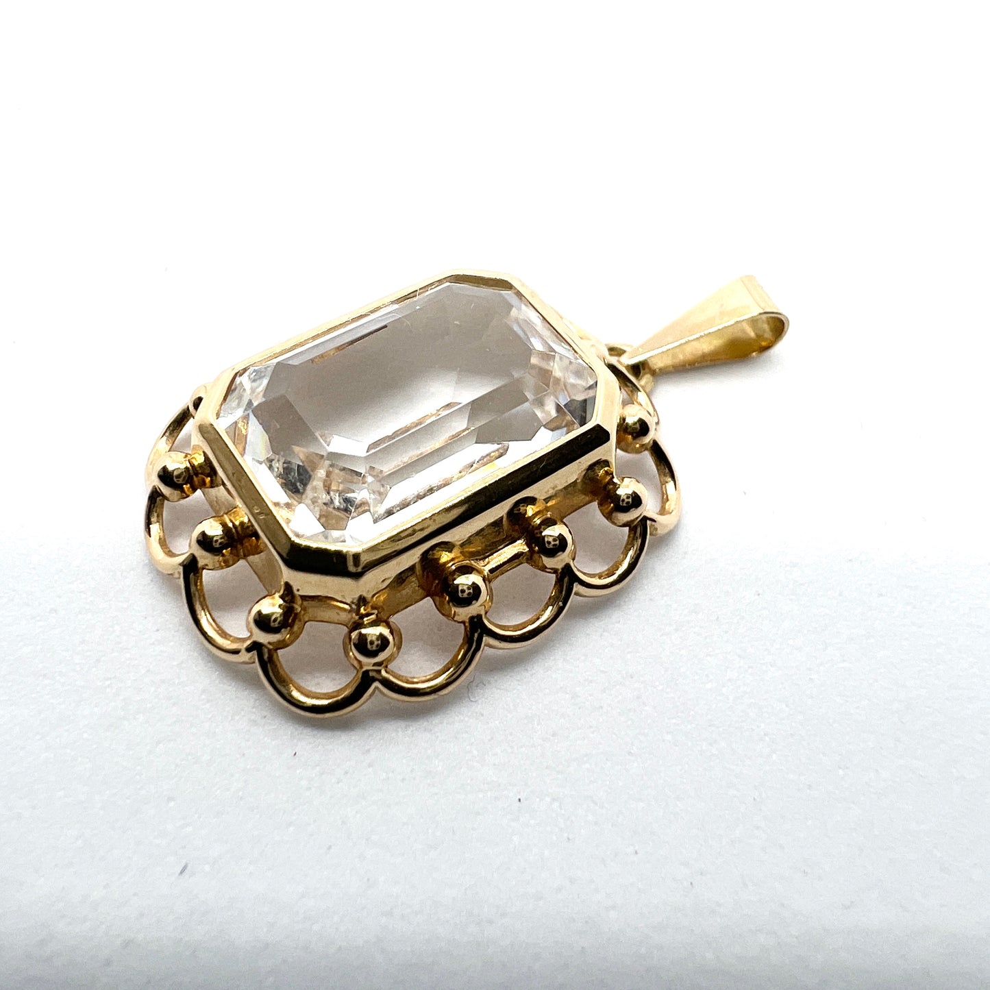 Sweden 1950-60s. Vintage 18k Gold Quartz Pendant.