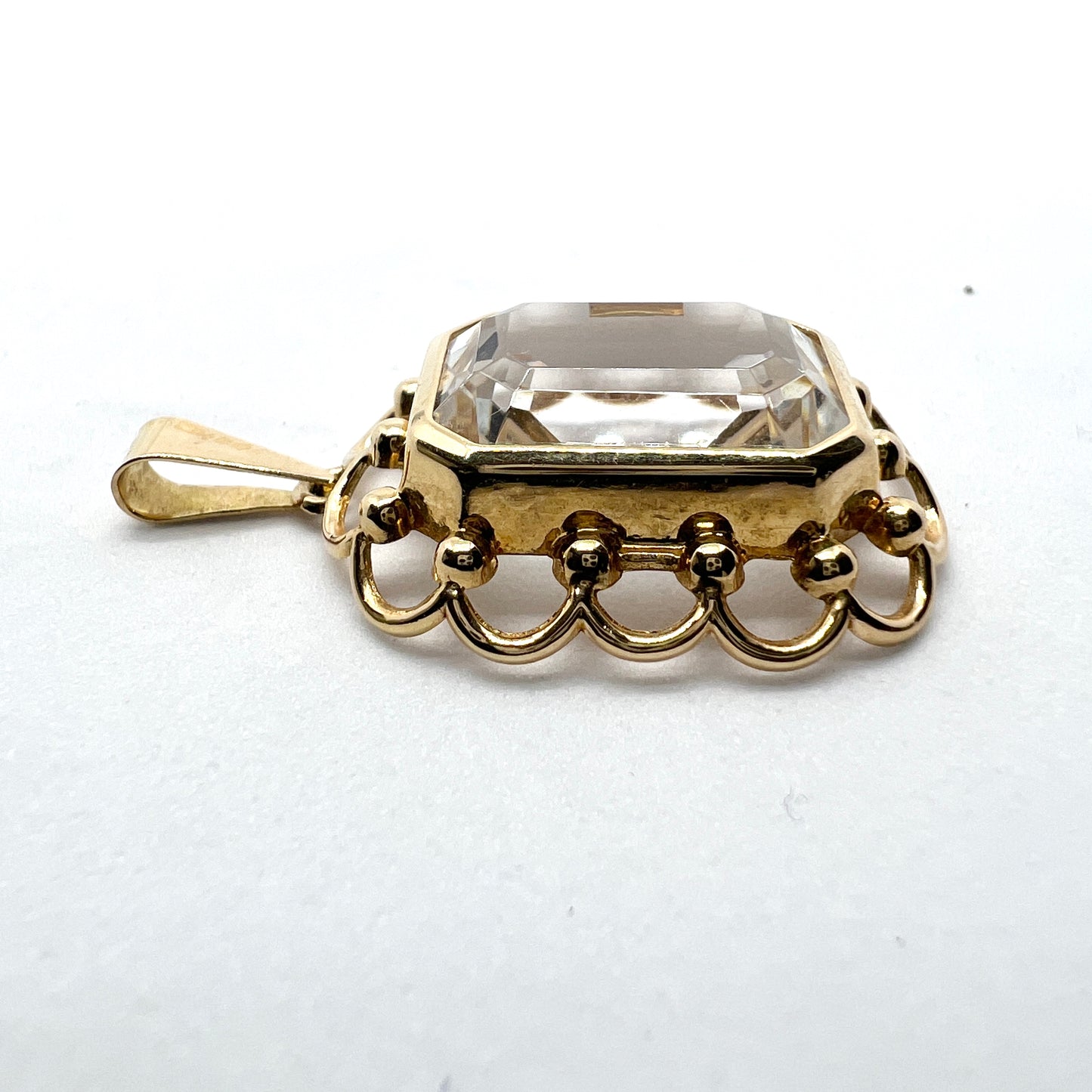 Sweden 1950-60s. Vintage 18k Gold Quartz Pendant.