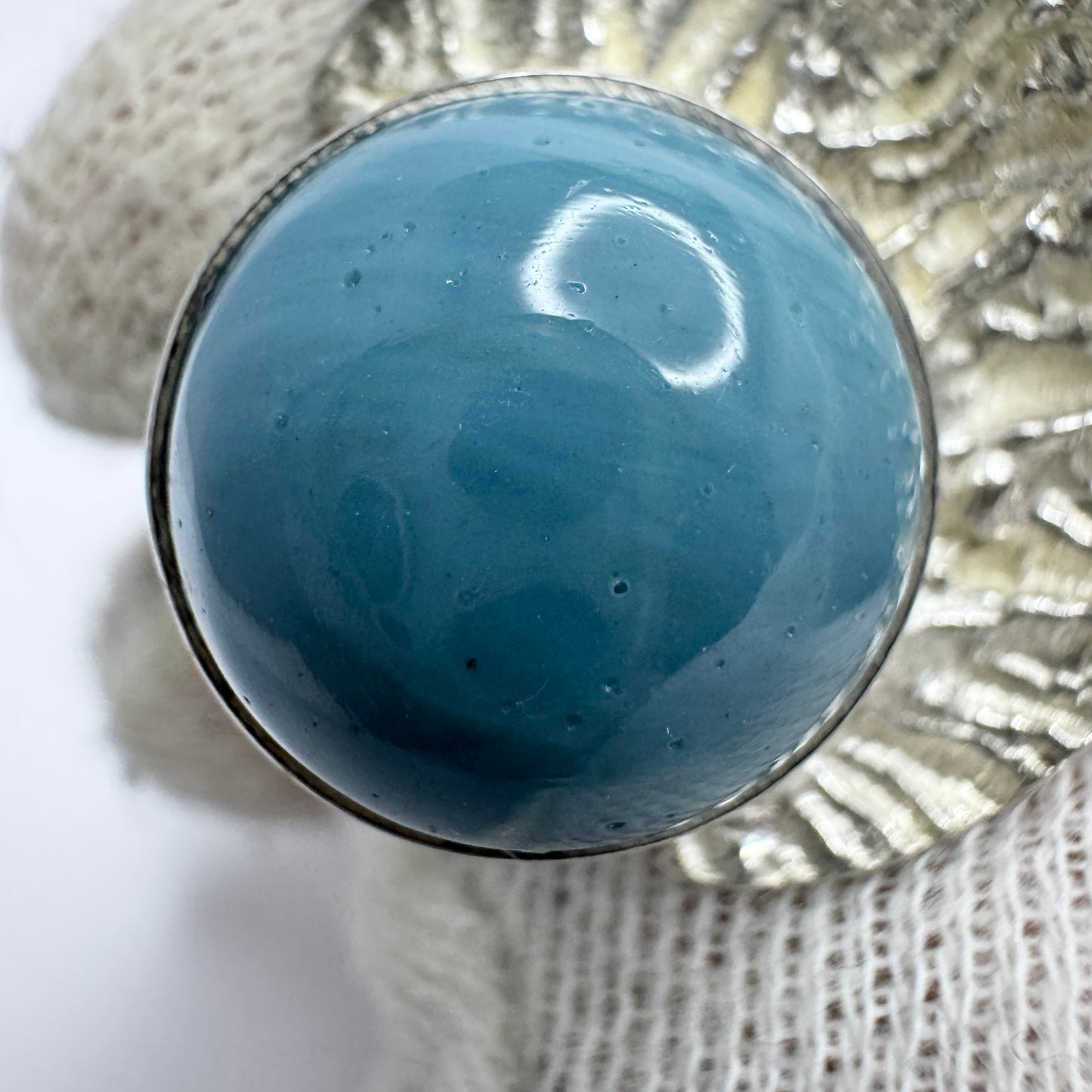 Sävsjö Guldsmed, Sweden ca 1970s. Vintage Sterling Silver Bergslagen-stone Adjustable Size Ring.