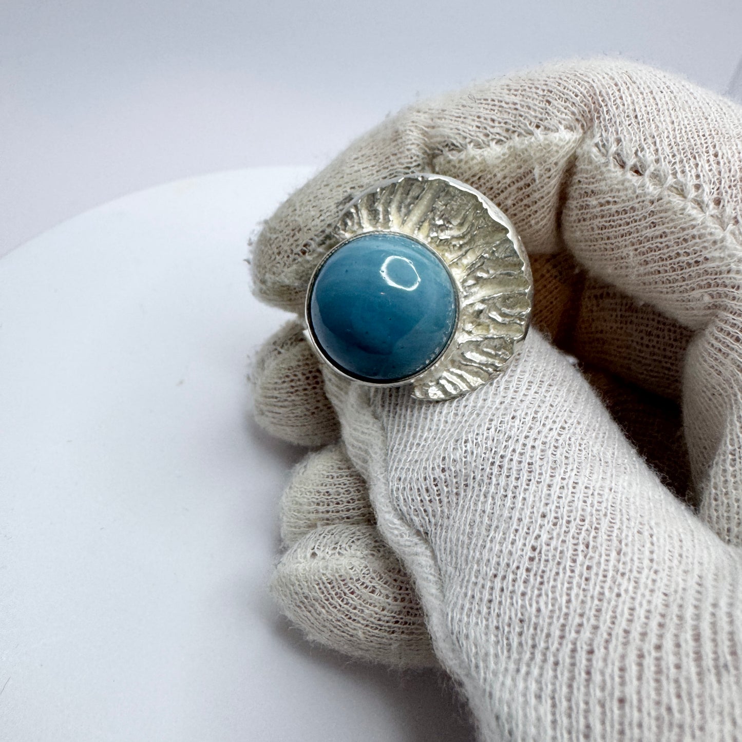 Sävsjö Guldsmed, Sweden ca 1970s. Vintage Sterling Silver Bergslagen-stone Adjustable Size Ring.