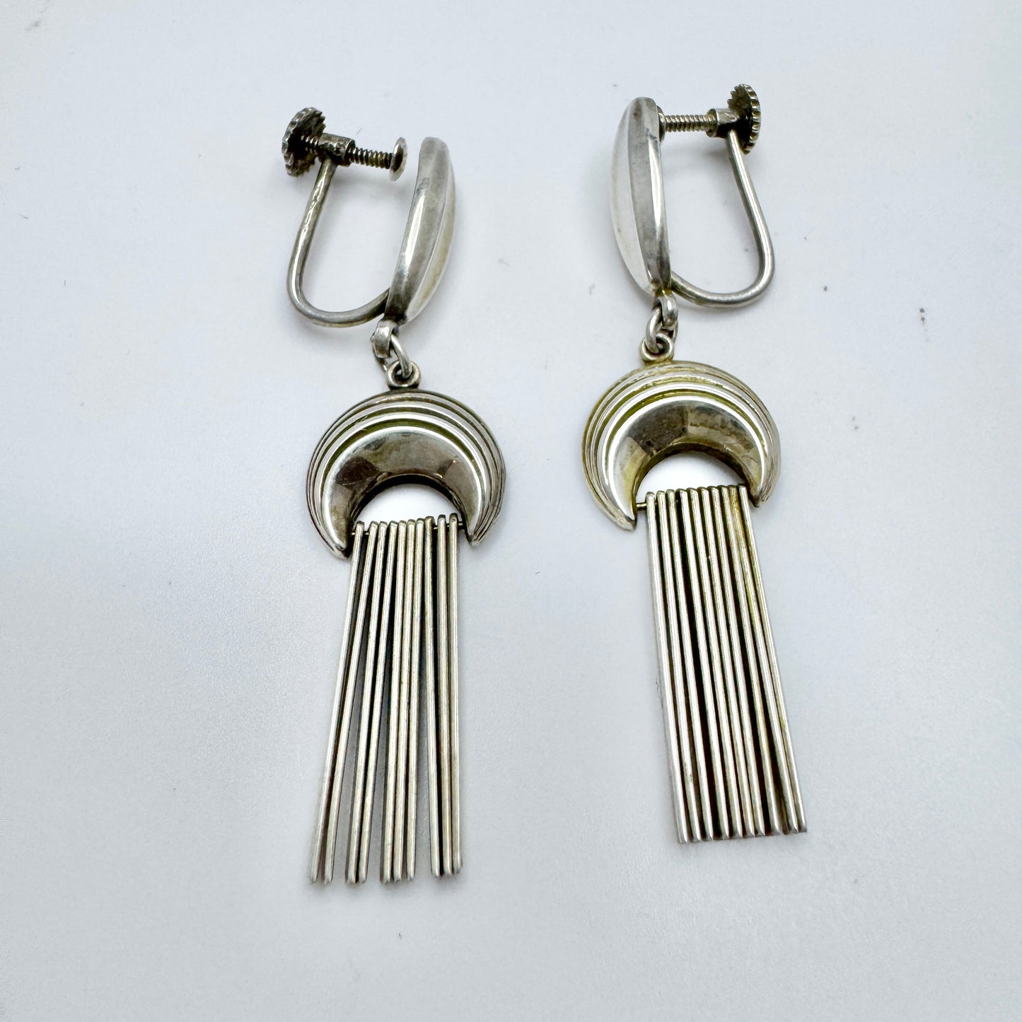 Kordes & Lichtenfels, Germany ca 1950s. Vintage Mid-Century Modern Solid Silver Earrings.
