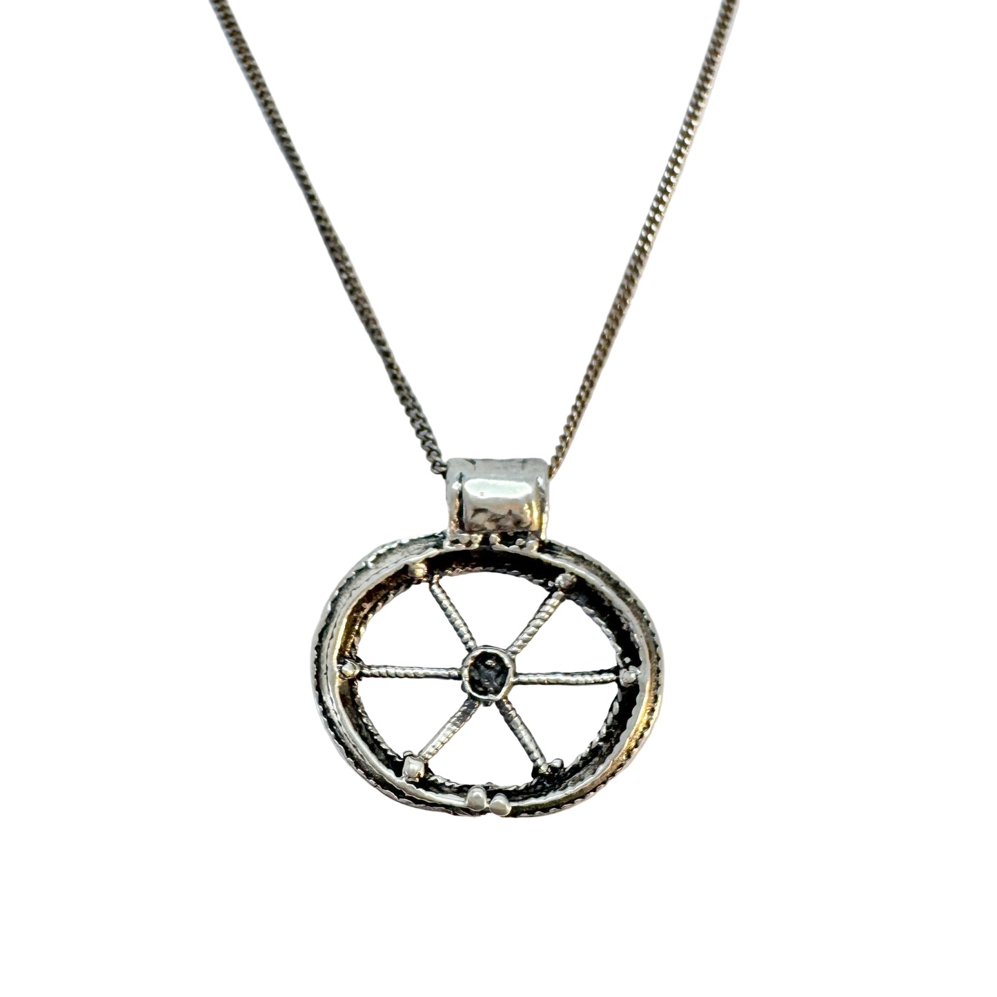 Vintage Scandinavian Solid Silver Viking Copy Pendant Necklace.