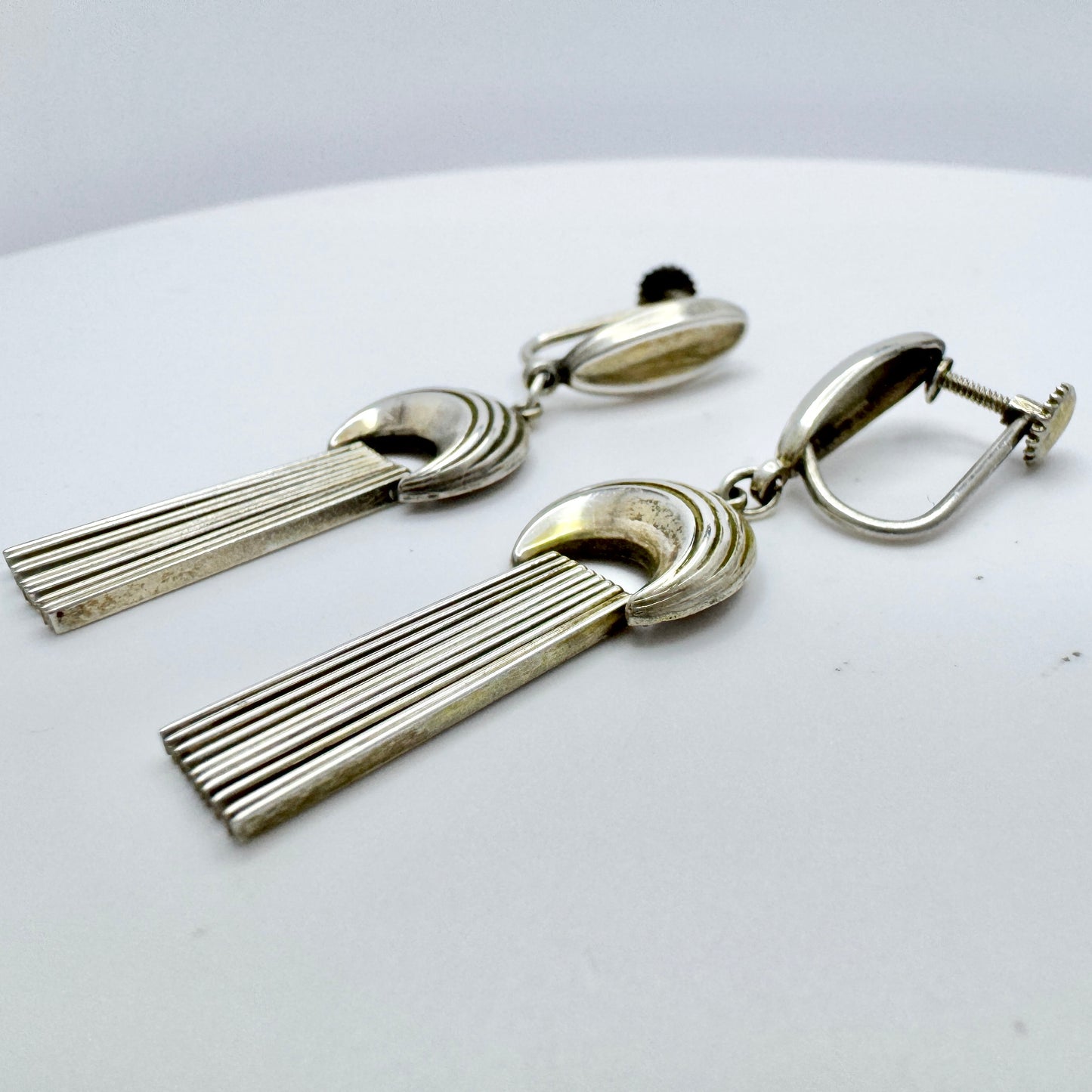 Kordes & Lichtenfels, Germany ca 1950s. Vintage Mid-Century Modern Solid Silver Earrings.