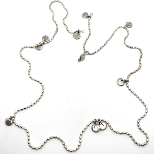 Kalevala Koru, Finland. Vintage Sterling Silver Charm 31 inch Necklace.