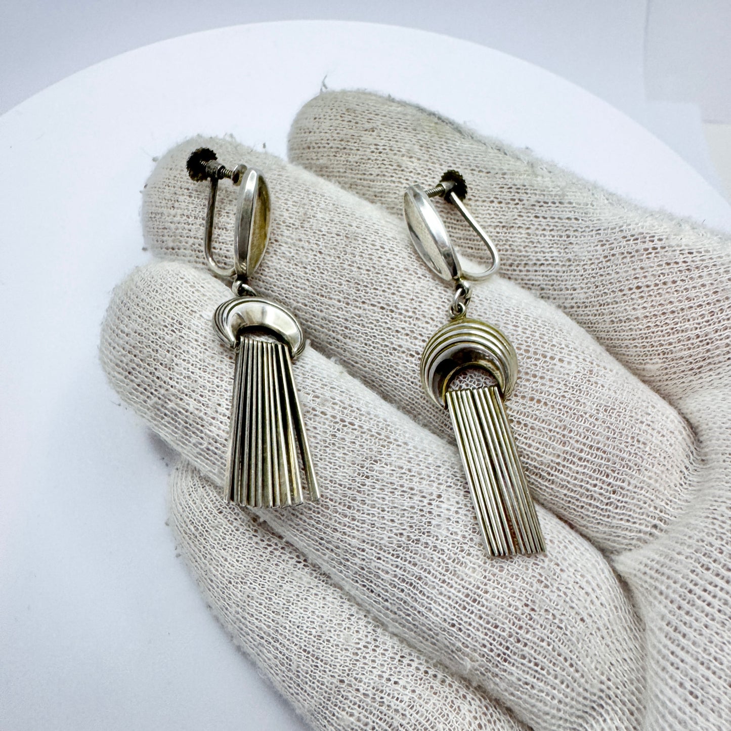 Kordes & Lichtenfels, Germany ca 1950s. Vintage Mid-Century Modern Solid Silver Earrings.