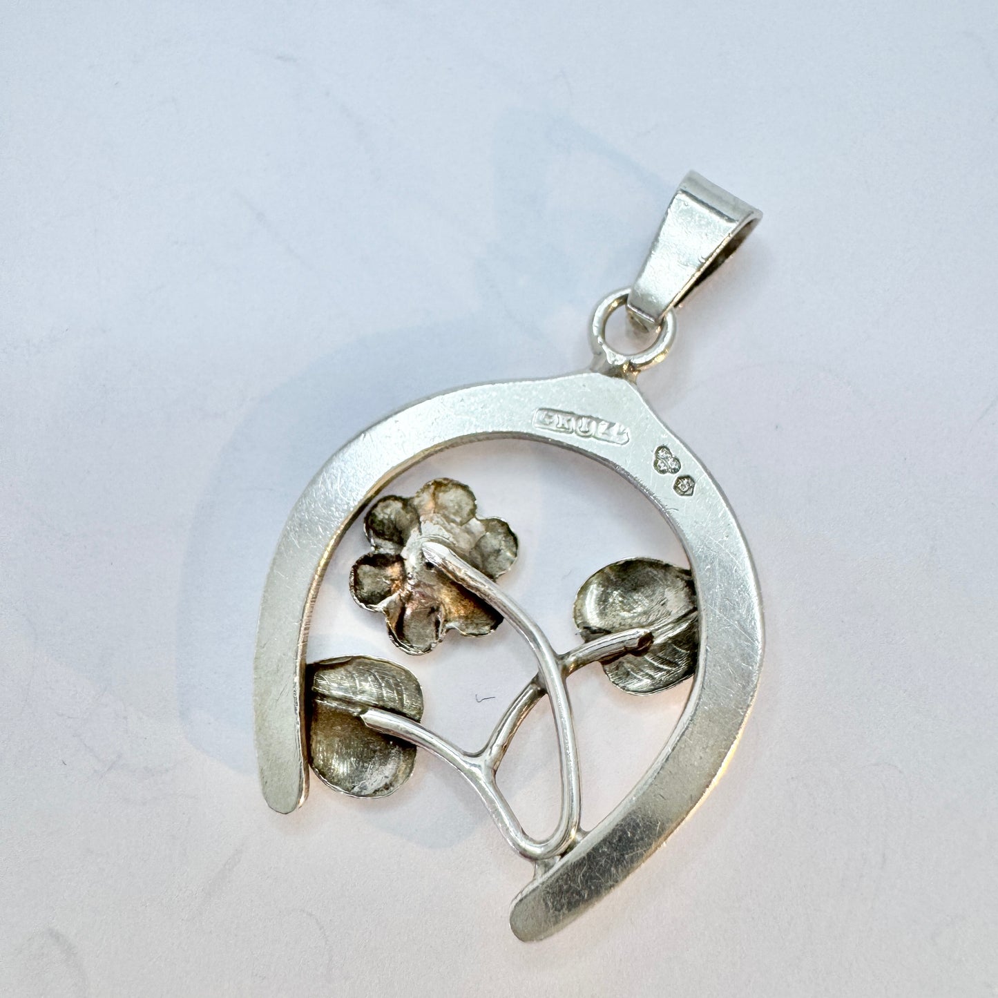 Kaplan, Sweden year 1950. Vintage Sterling Silver Lucky Horseshoe Pendant.