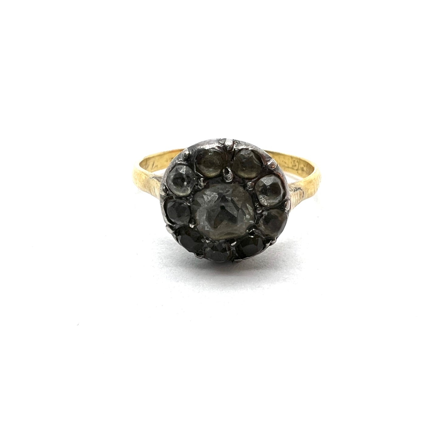 Sweden year 1846 Antique 20k Gold Paste Cluster Ring.