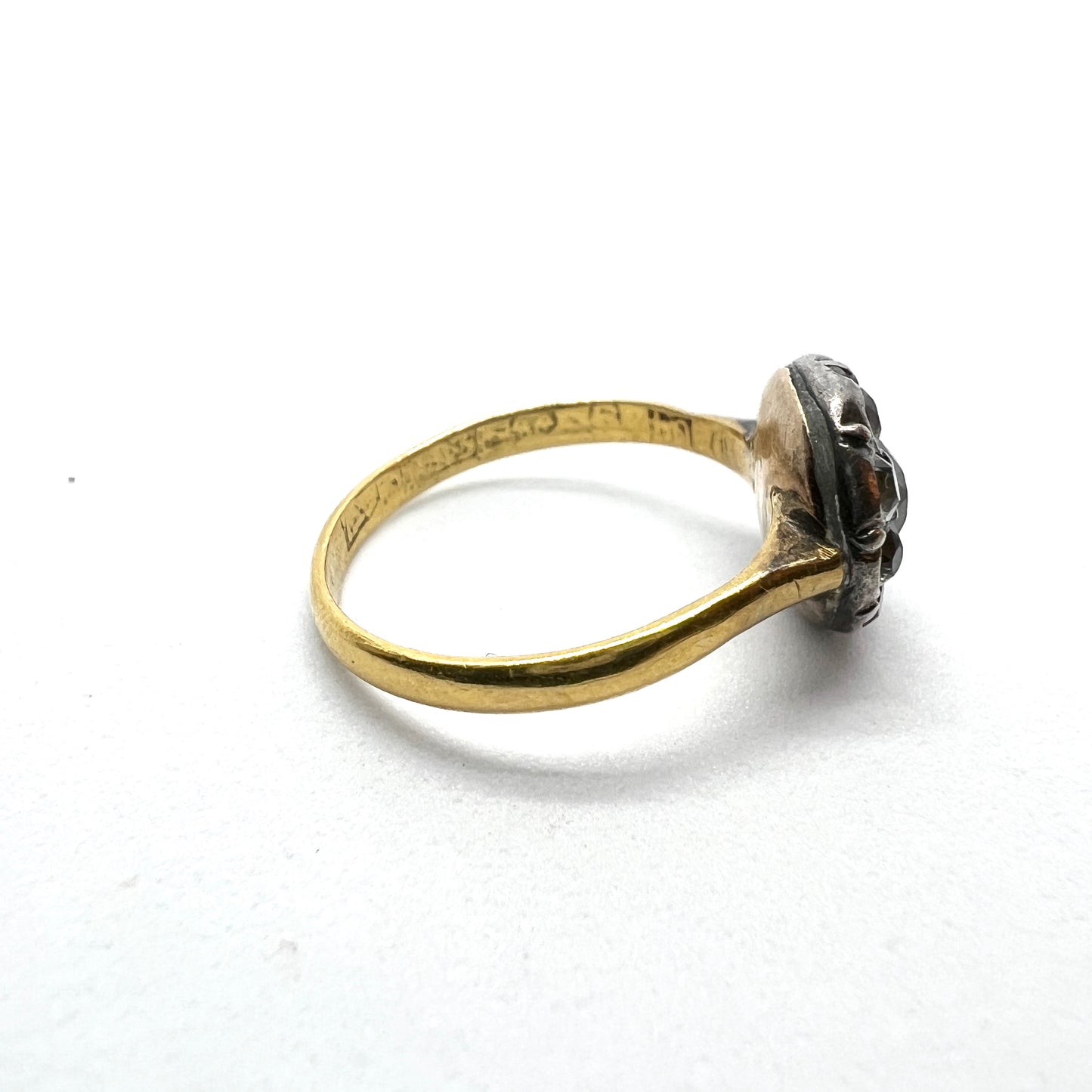 Sweden year 1846 Antique 20k Gold Paste Cluster Ring.