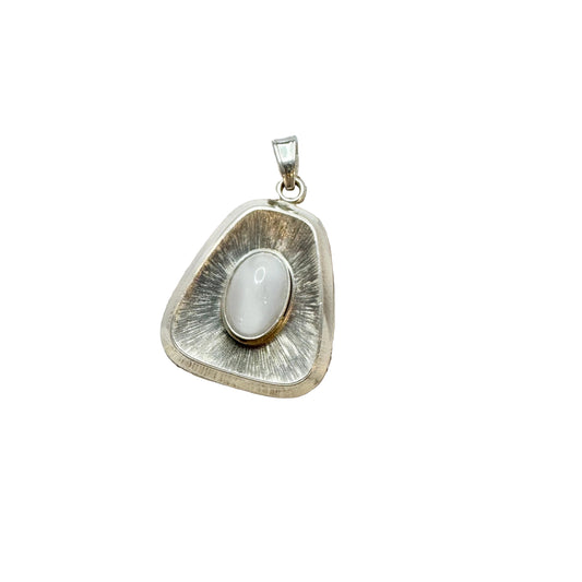 Andreas Daub, Germany c 1960s. Solid Silver Milky Quartz Pendant.