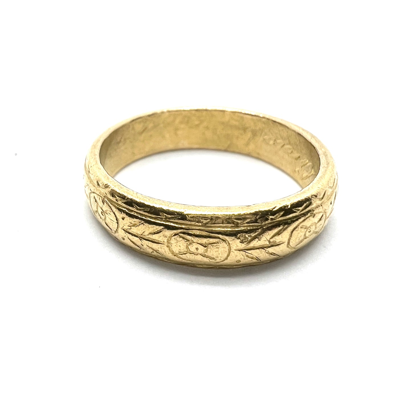 Sweden year 1913. Antique Chunky 23K Gold Men's Wedding Band Ring.