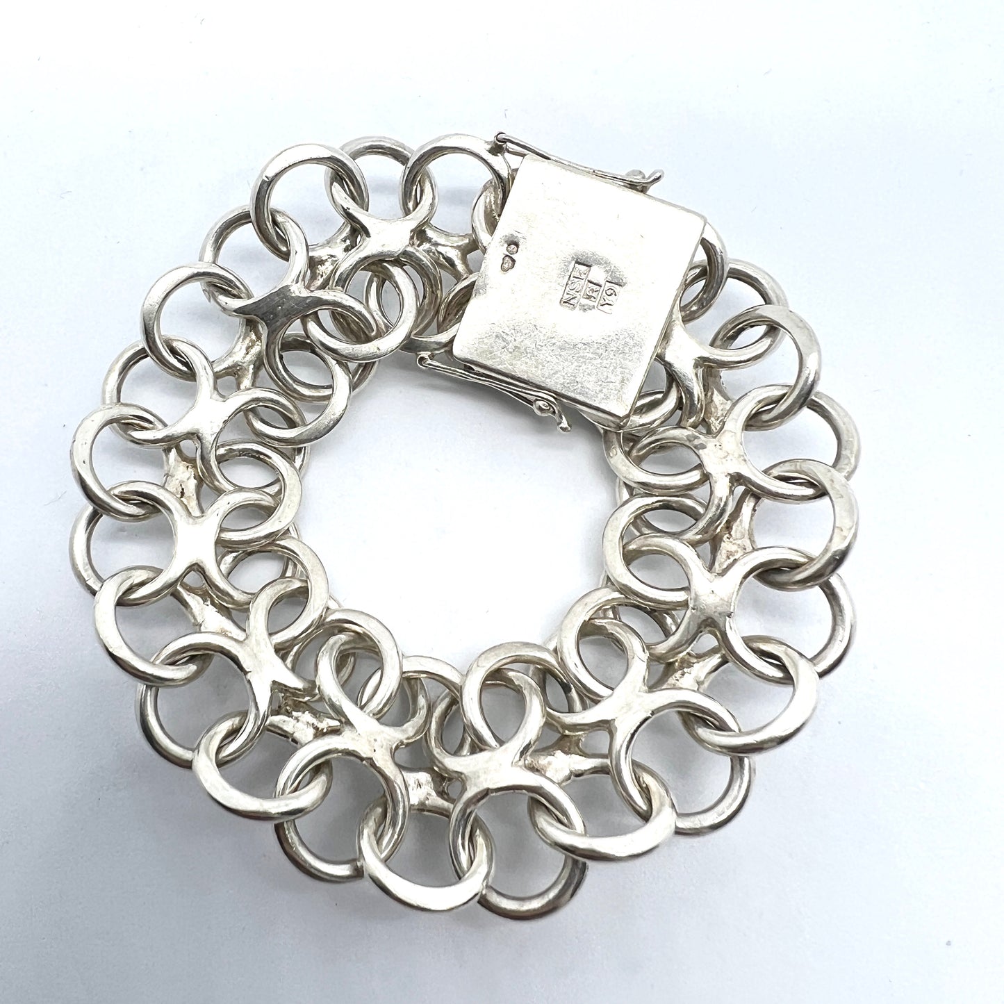 N S E Guldvaru, Sweden 1973. Large Vintage Sterling Silver Bracelet.