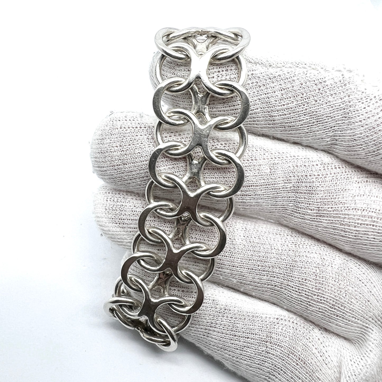 N S E Guldvaru, Sweden 1973. Large Vintage Sterling Silver Bracelet.