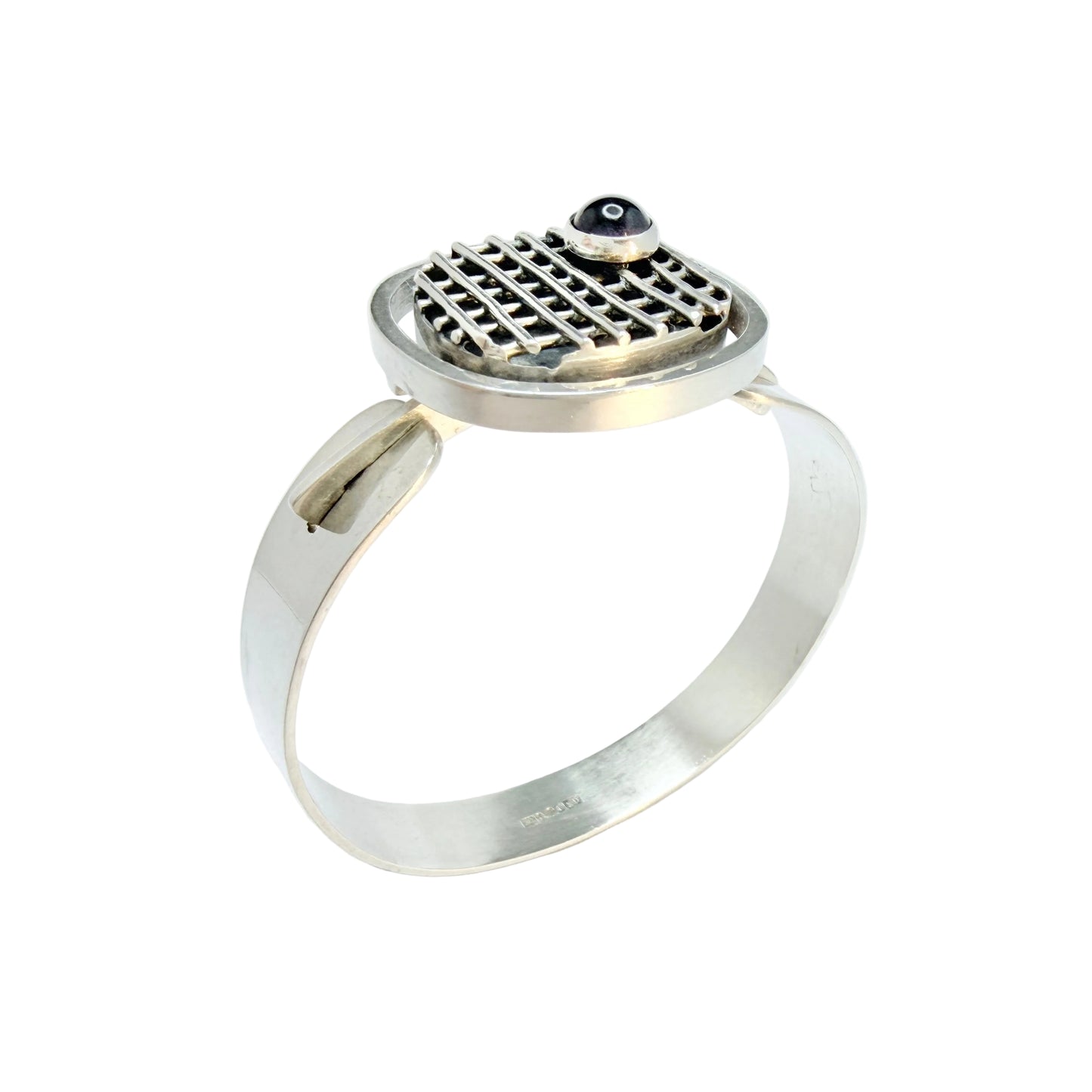 Rolf Kaplan for Kaplan Stockholm 1967. Vintage Sterling Silver Amethyst Hinged Bracelet.