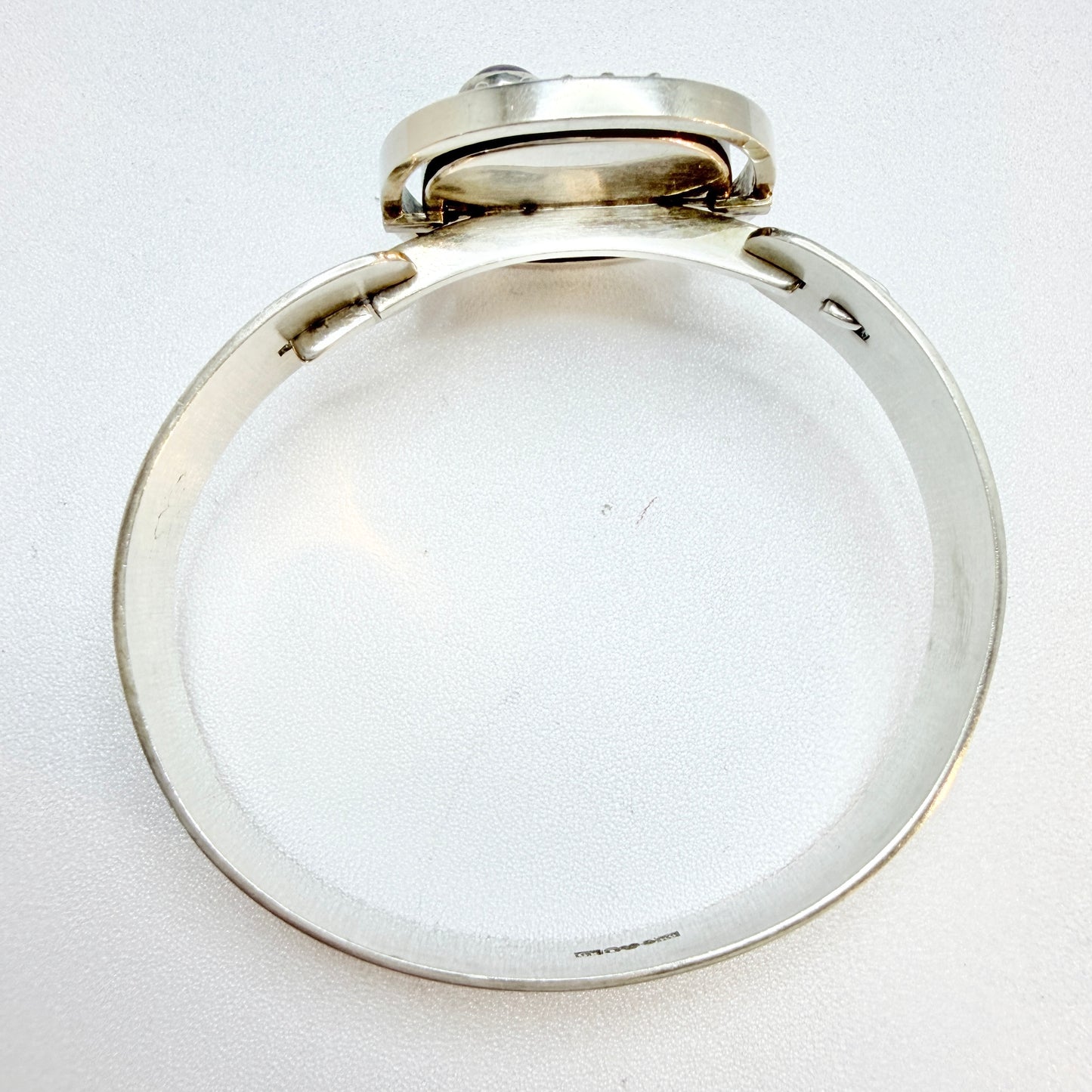 Rolf Kaplan for Kaplan Stockholm 1967. Vintage Sterling Silver Amethyst Hinged Bracelet.