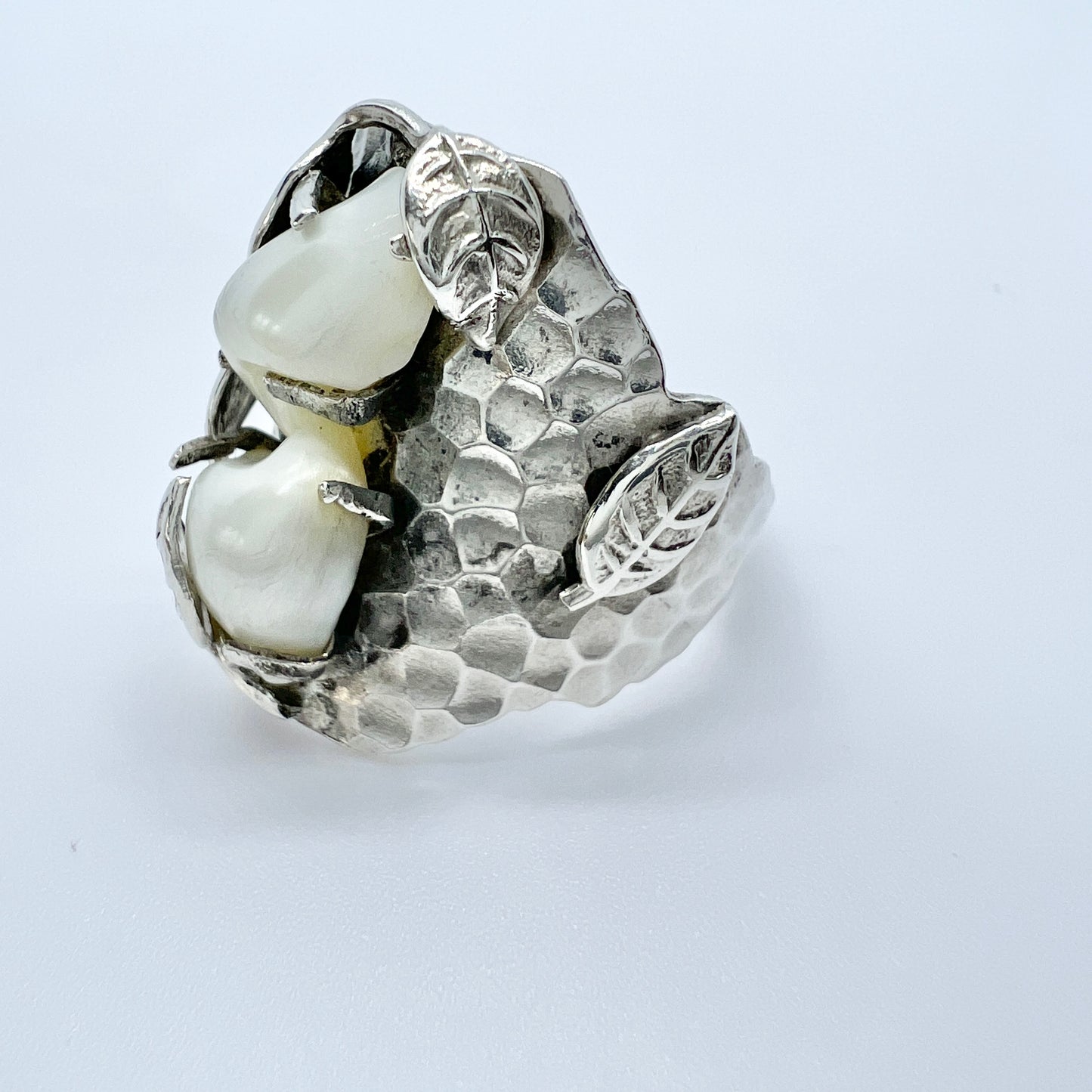 Antique Arts & Crafts Sterling Silver Pearl Ring.