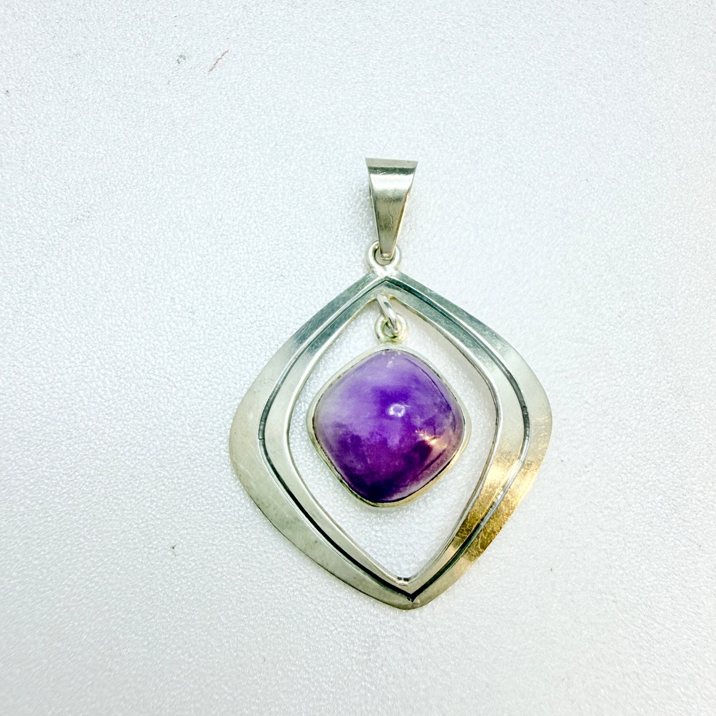 Victor Janson, Sweden 1964. Vintage Solid Silver Amethyst Pendant.