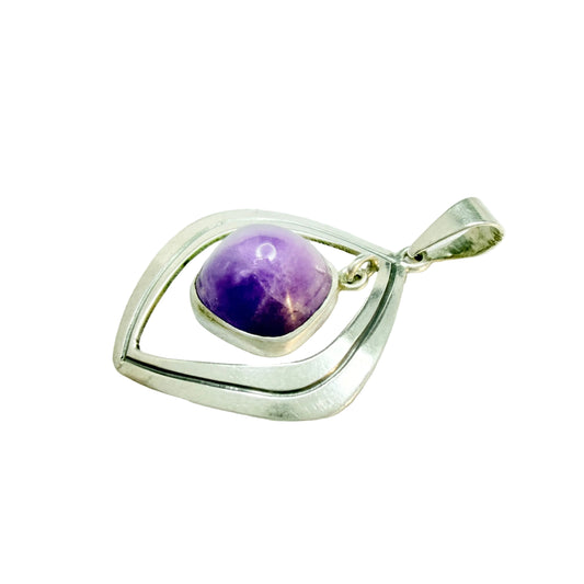 Victor Janson, Sweden 1964. Vintage Solid Silver Amethyst Pendant.