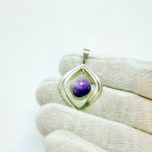 Victor Janson, Sweden 1964. Vintage Solid Silver Amethyst Pendant.