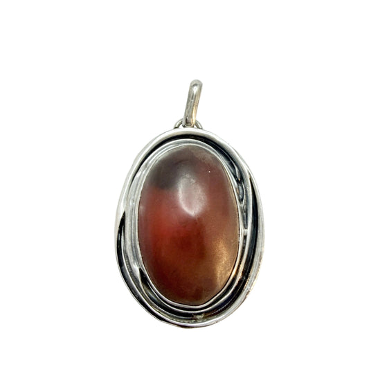 Vintage Sterling Silver Amber Pendant.