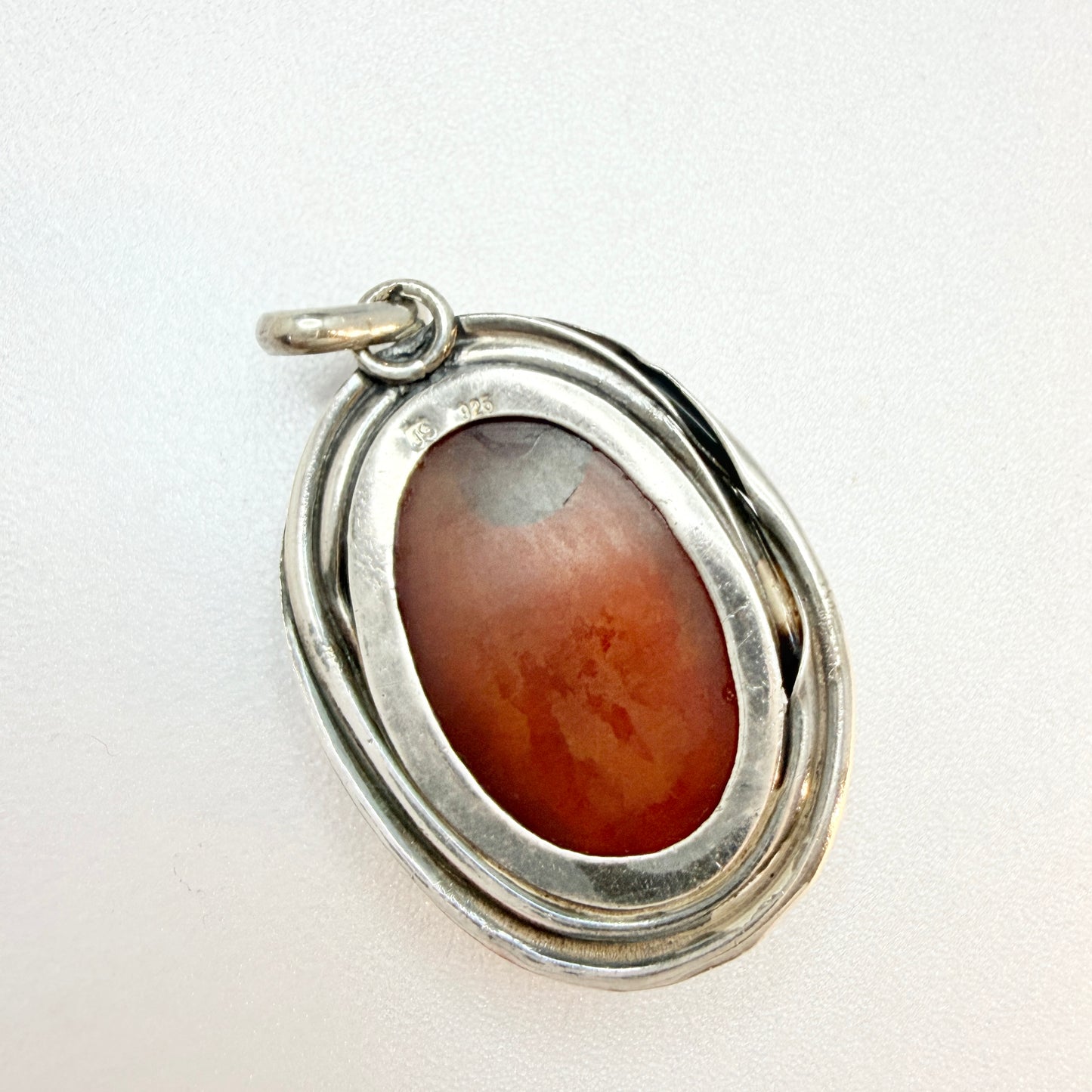 Vintage Sterling Silver Amber Pendant.