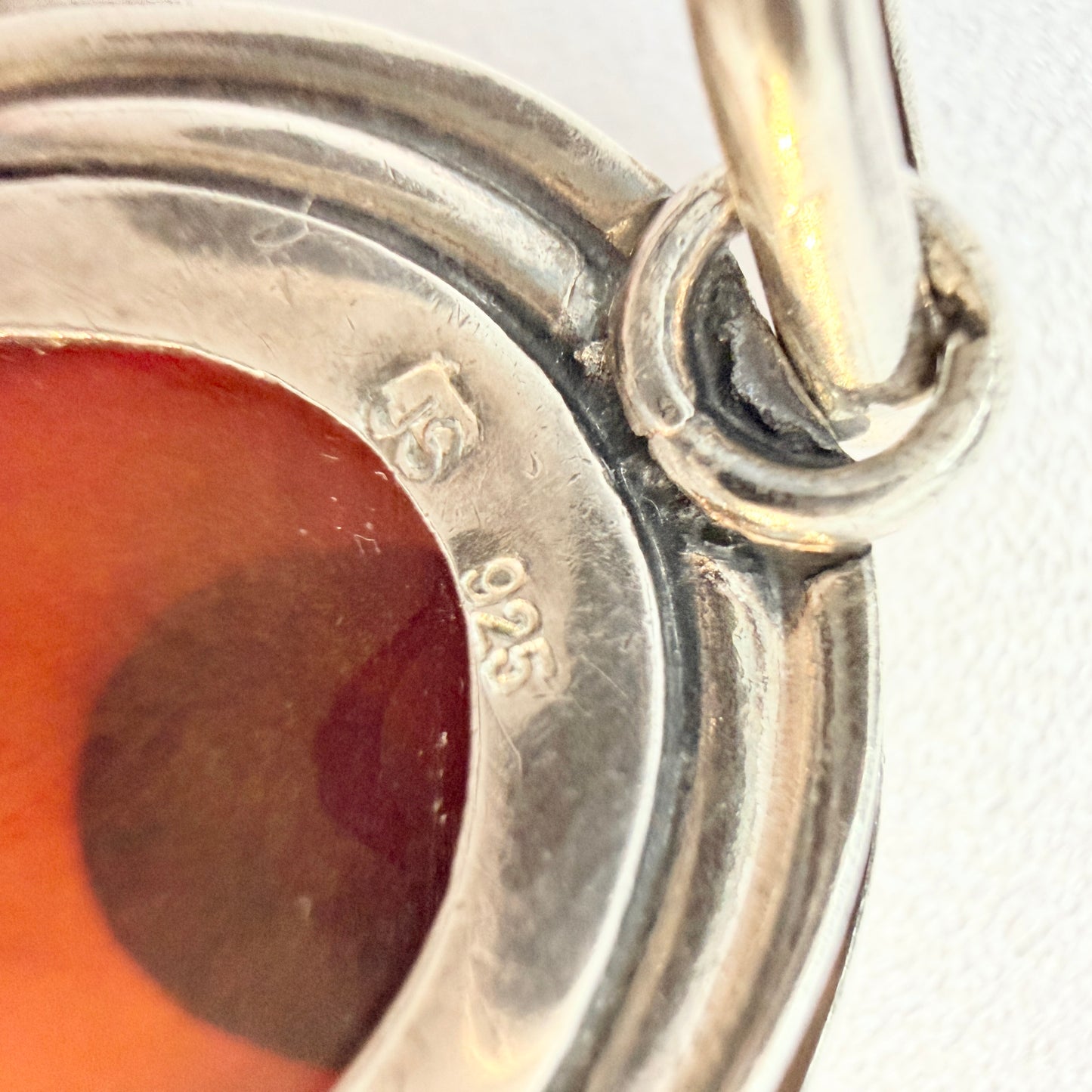 Vintage Sterling Silver Amber Pendant.