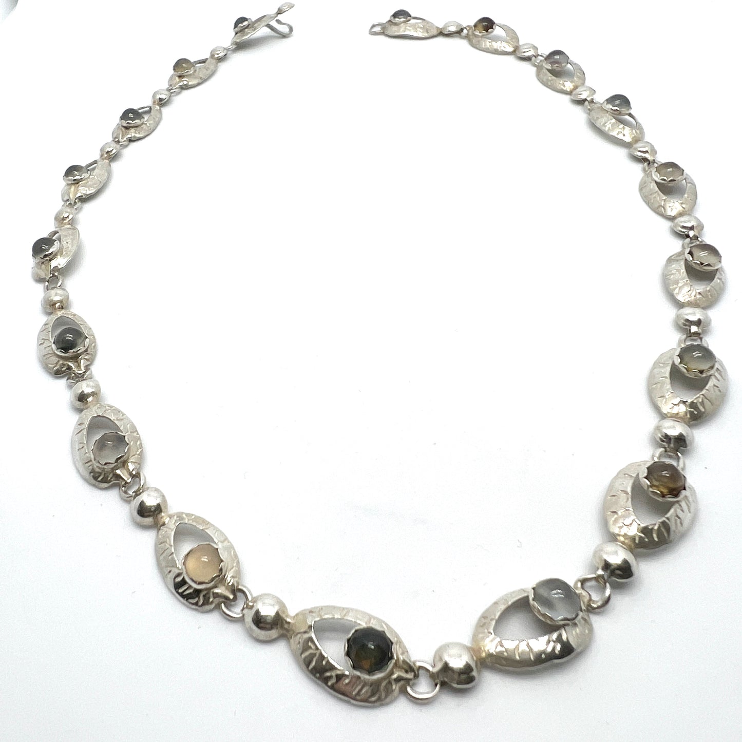 Stockholm 1957. Vintage Solid Silver Moonstone Necklace.