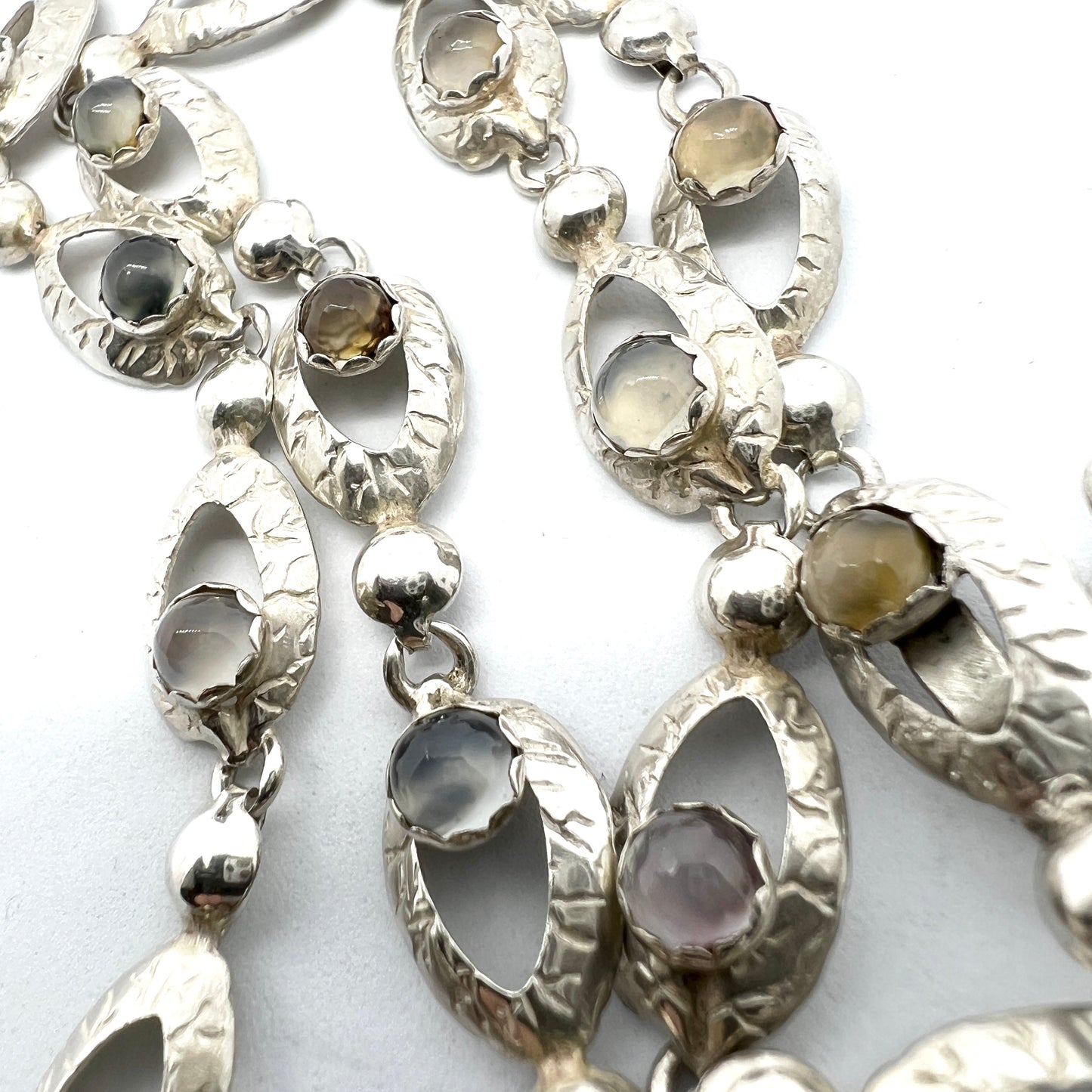 Stockholm 1957. Vintage Solid Silver Moonstone Necklace.