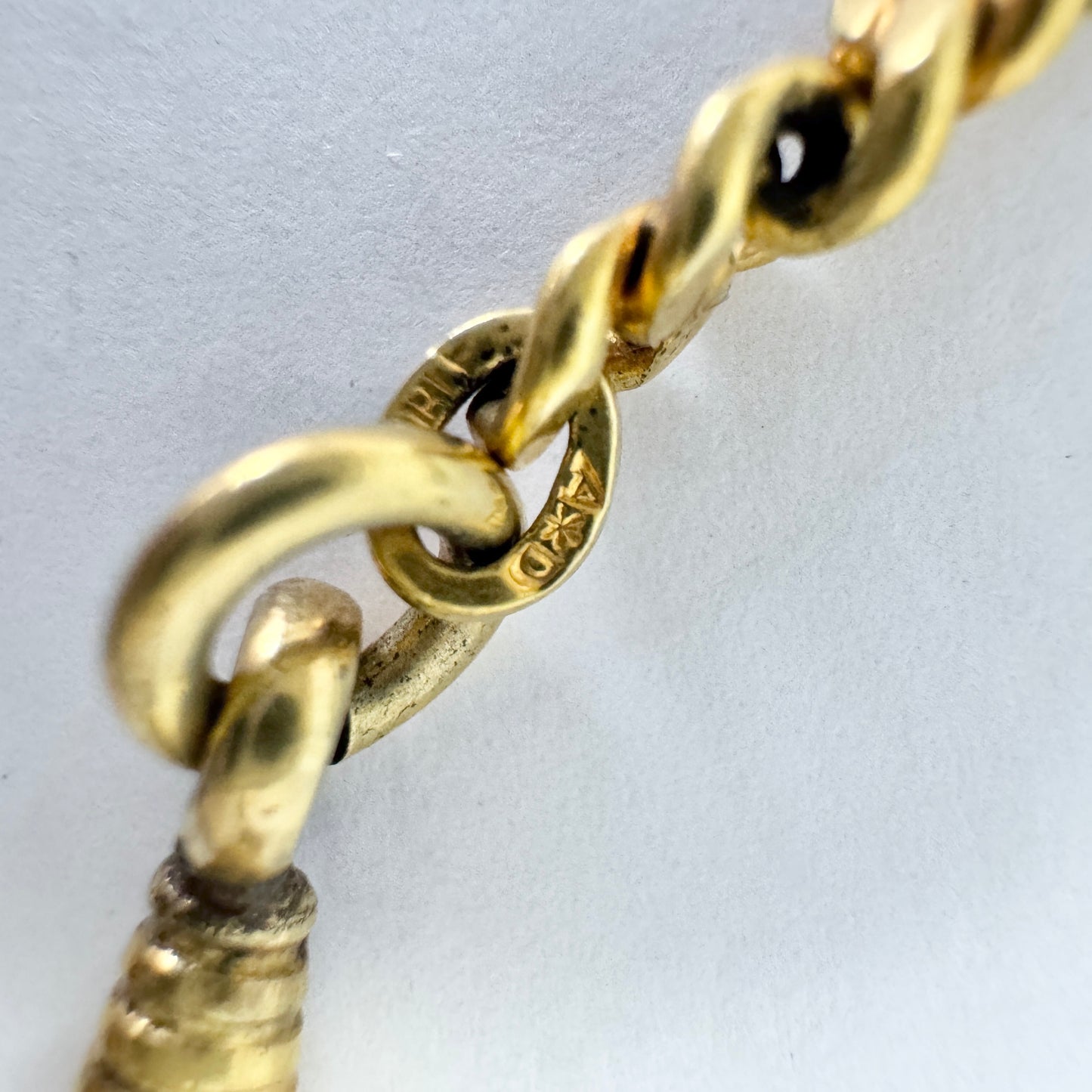 Andreas Daub Germany early 1900s. Antique Gilt Metal Watch Chain in Necklace Length.