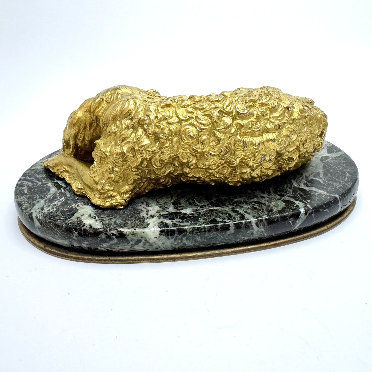 Antique Victorian Massive Bronze Marble Paperweight. Cocker Spaniel Dog. Prob. France.