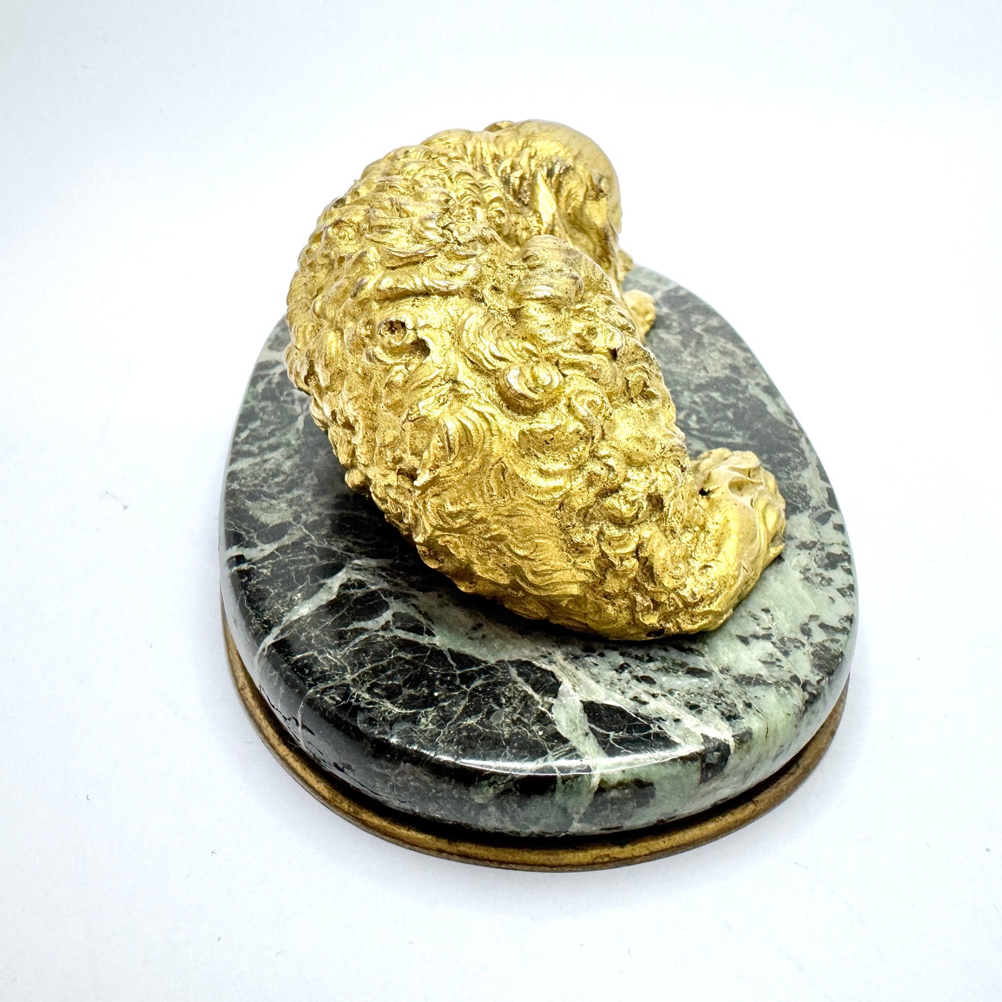 Antique Victorian Massive Bronze Marble Paperweight. Cocker Spaniel Dog. Prob. France.