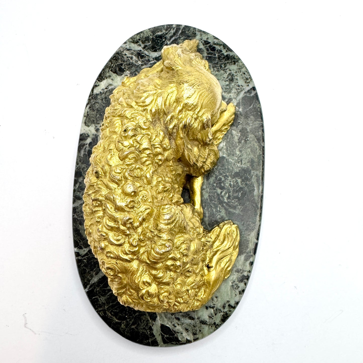 Antique Victorian Massive Bronze Marble Paperweight. Cocker Spaniel Dog. Prob. France.